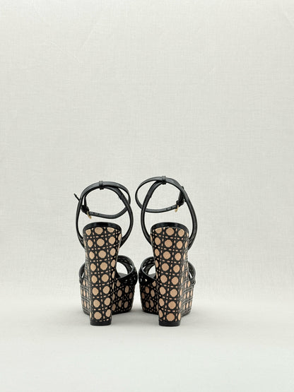 CHRISTIAN DIOR Cannage Cutout Black Size EU 37.5 Wedges