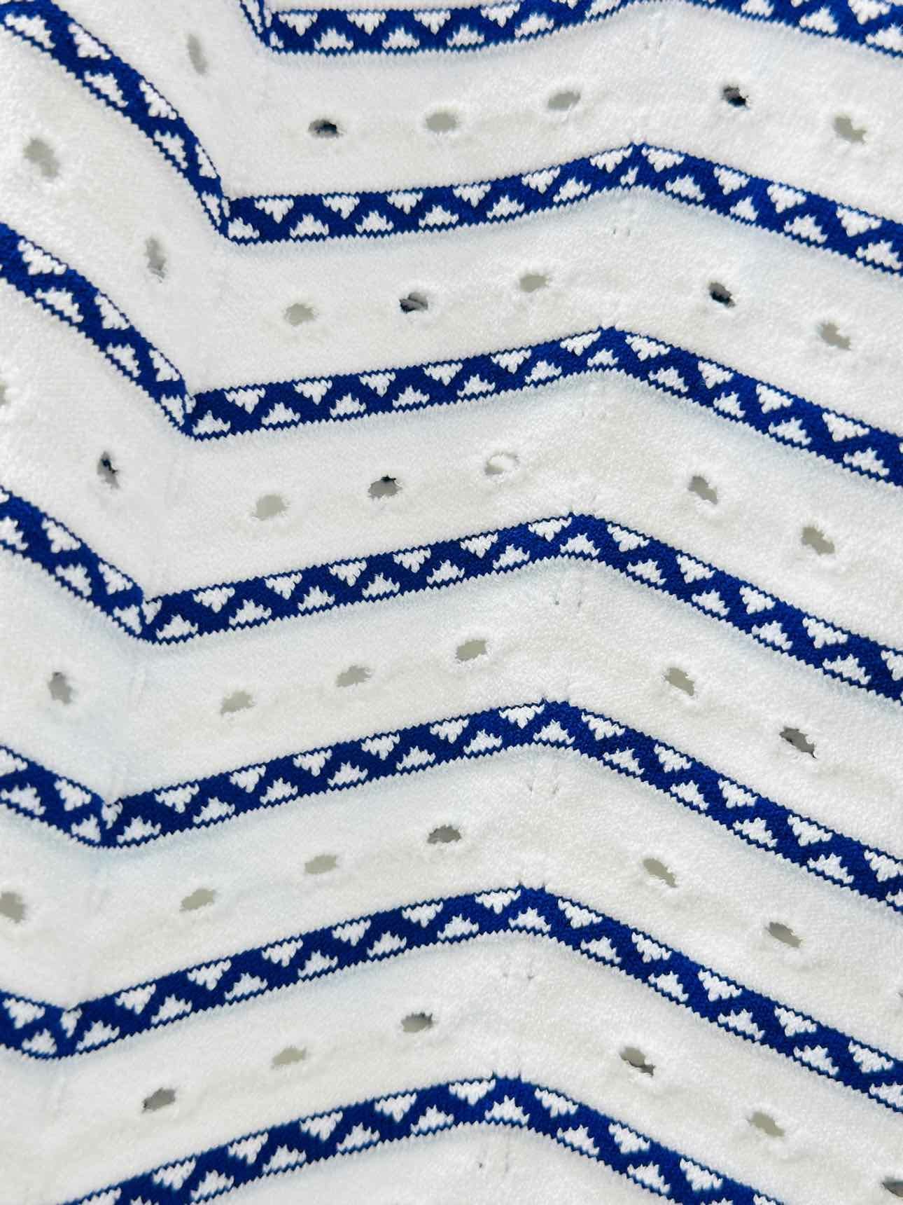 ALAIA White & Blue Chevron Size US 6 Short Dress