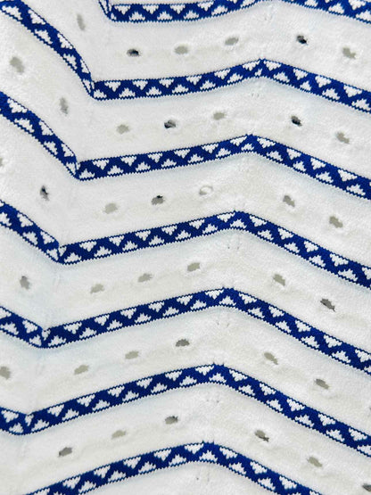 ALAIA White & Blue Chevron Size US 6 Short Dress