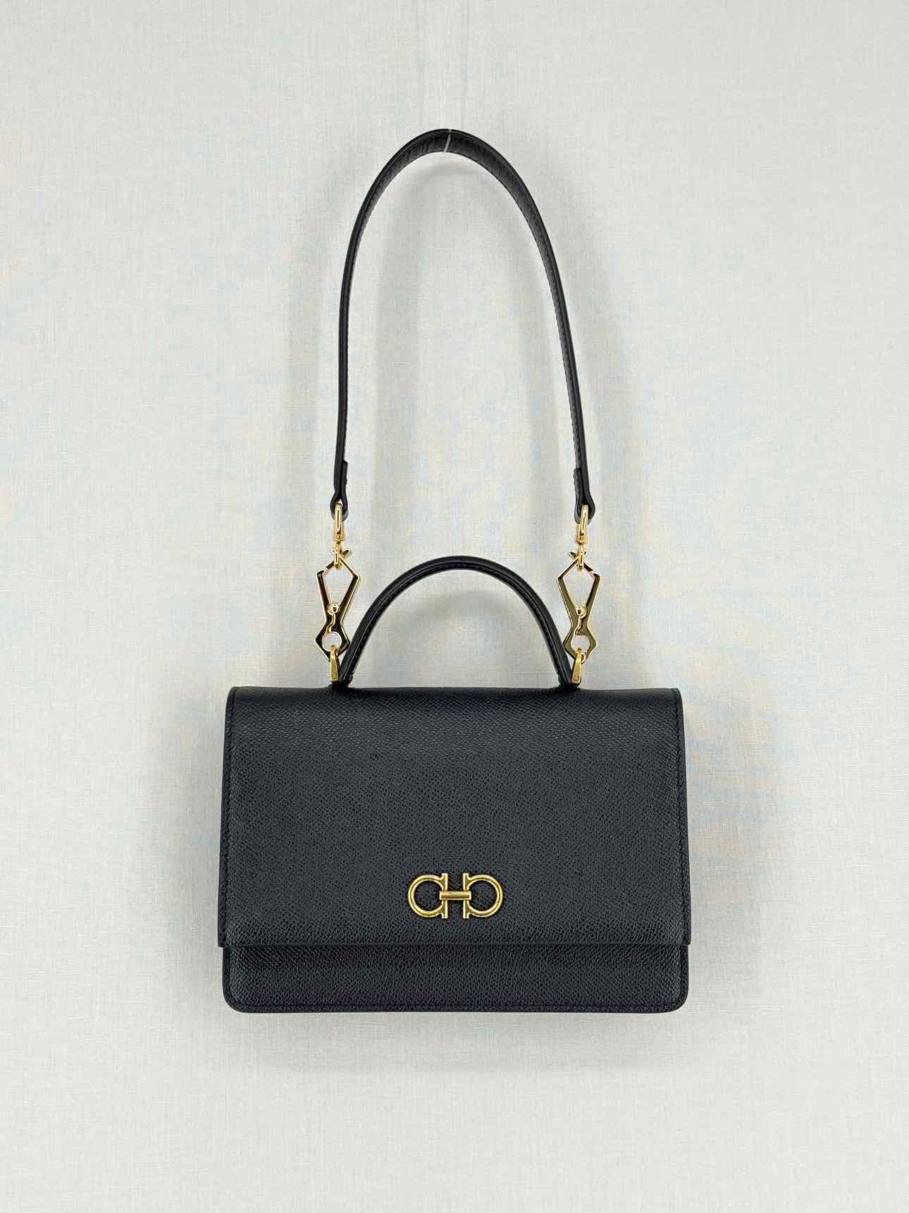 SALVATORE FERRAGAMO Gancini Black Top Handle