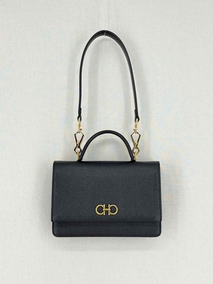 SALVATORE FERRAGAMO Gancini Black Top Handle