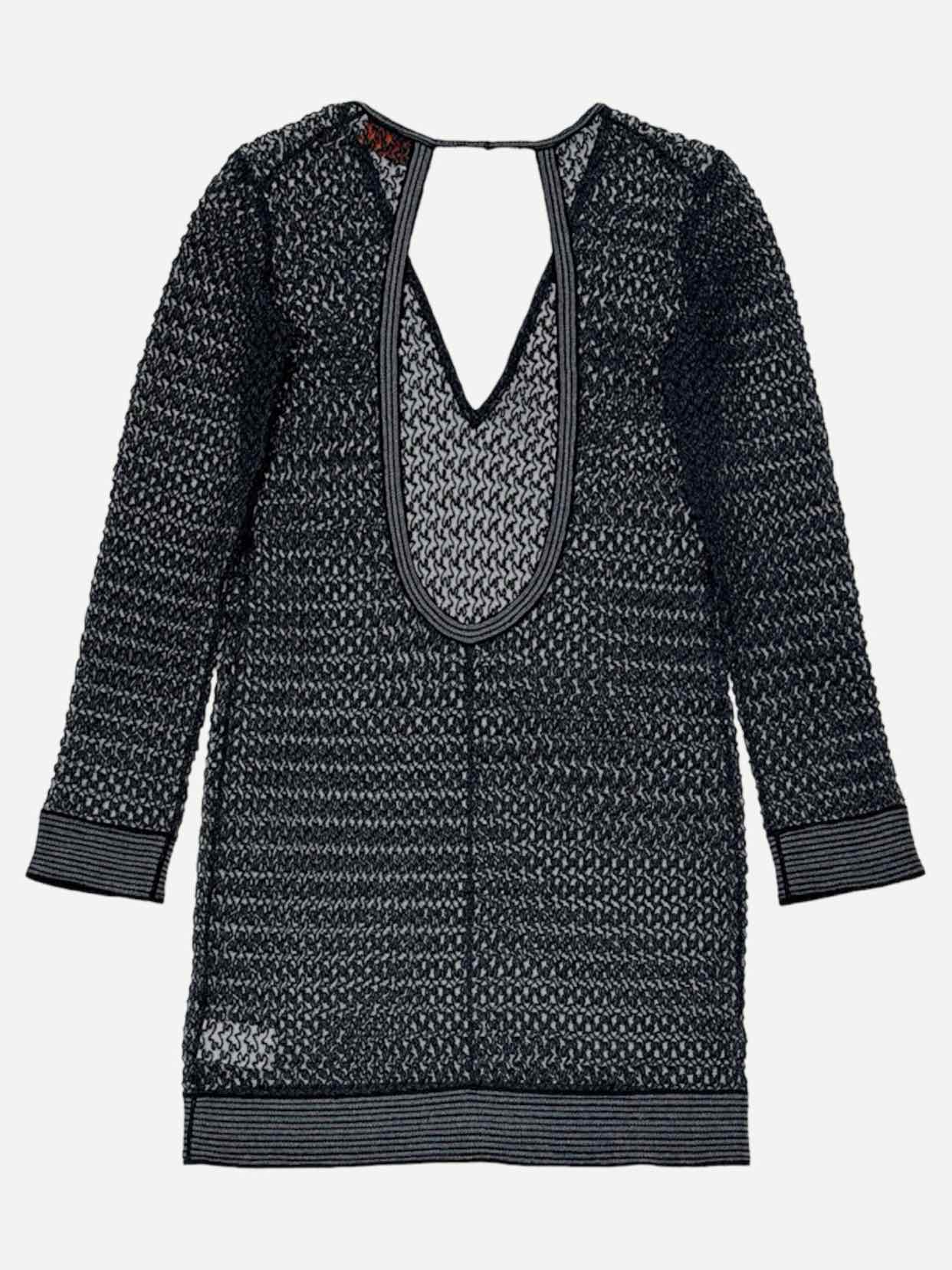 MISSONI Crochet Black Open Back Mini Dress