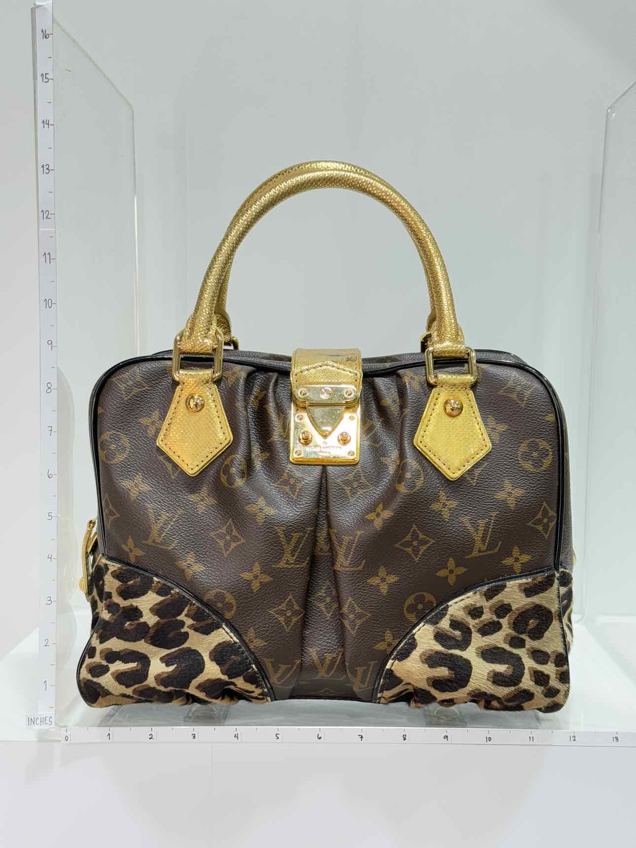 LOUIS VUITTON Adele Brown & Beige Leopard Top Handle