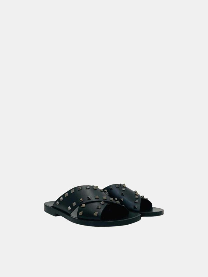 VALENTINO Rockstud Black Sandals 40