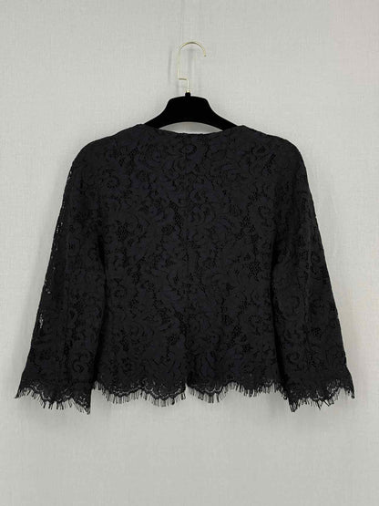 MARCCAIN Black Floral Embroidered Size Medium Jacket