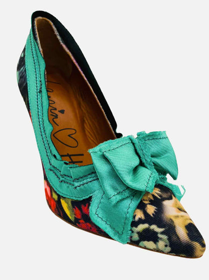 LANVIN Green Multicolor Floral Pumps 40