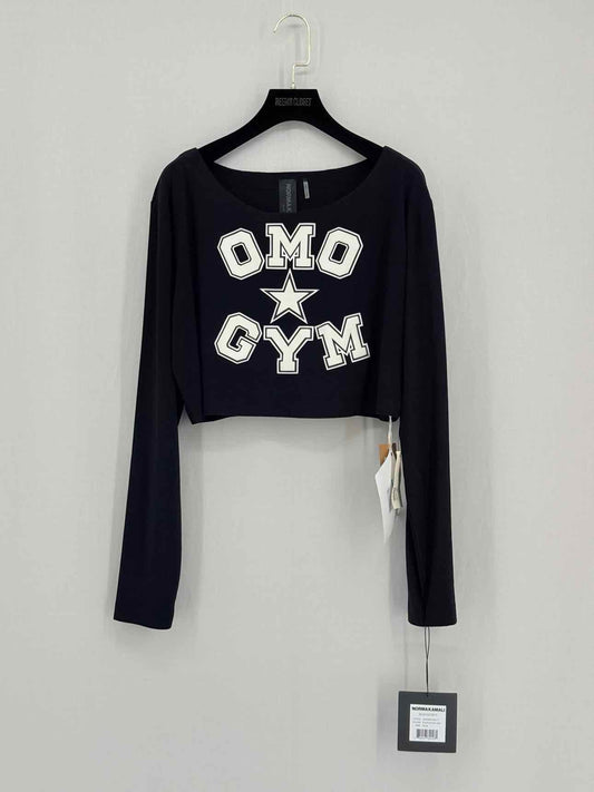 NORMA KAMALI Cropped Black Logo Size XLarge Top