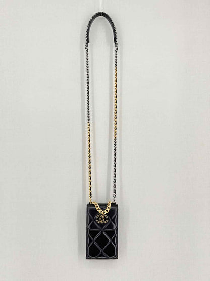 CHANEL Black Quilted Phone case