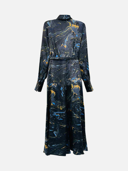 FENDI Marbled Black Multicolor Size Small Long Dress