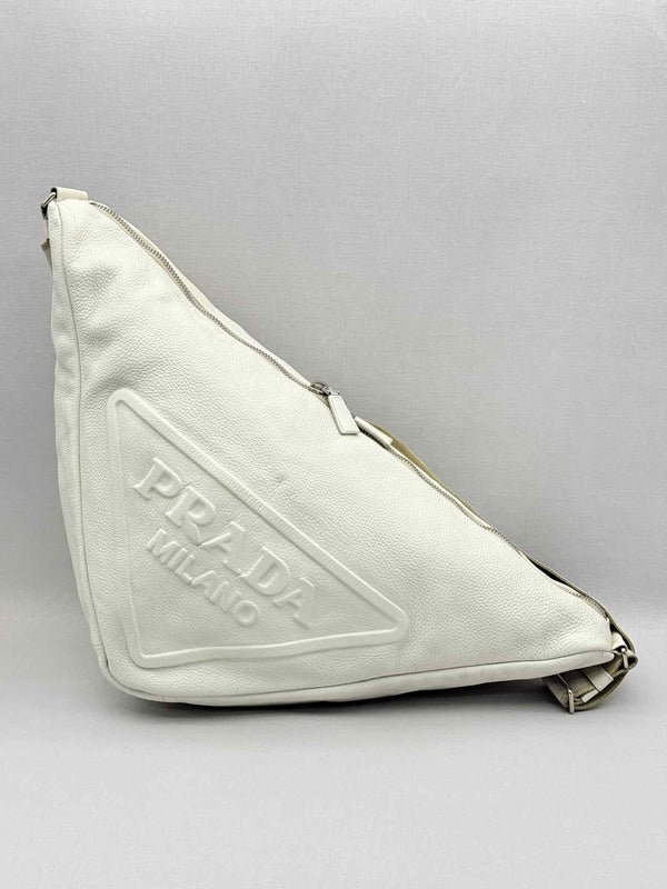 PRADA Triangle Off-white Shoulder Bag
