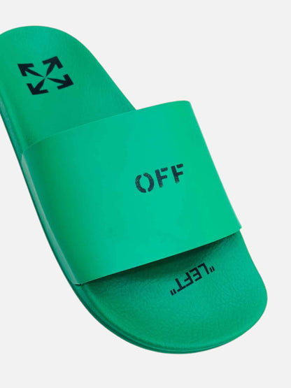 OFF WHITE Printed Pool Green Slides 38