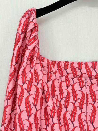 ATELIER 1756 Red Multicolor Size Medium Midi Dress
