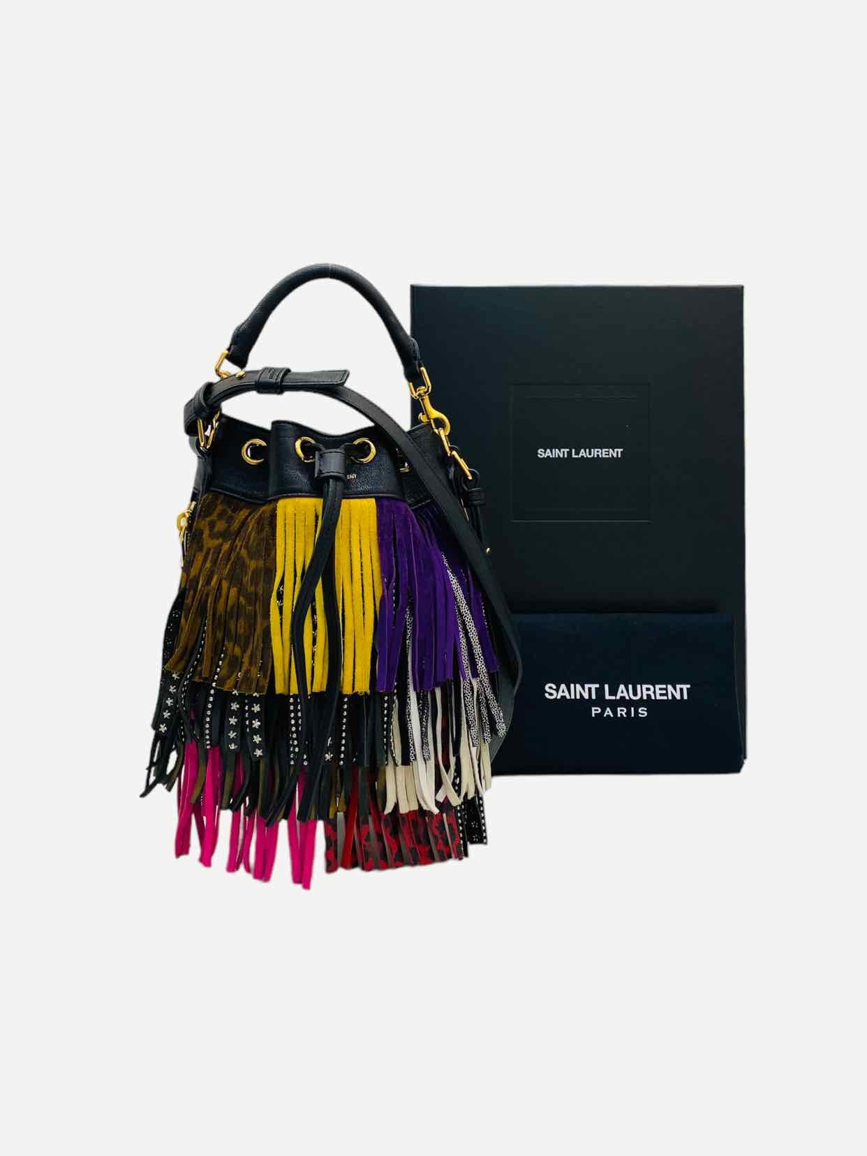 SAINT LAURENT Black Multicolor Bucket Bag