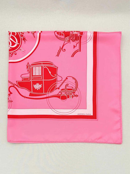 HERMES Pink Classic Carriage &amp; Crest Scarf