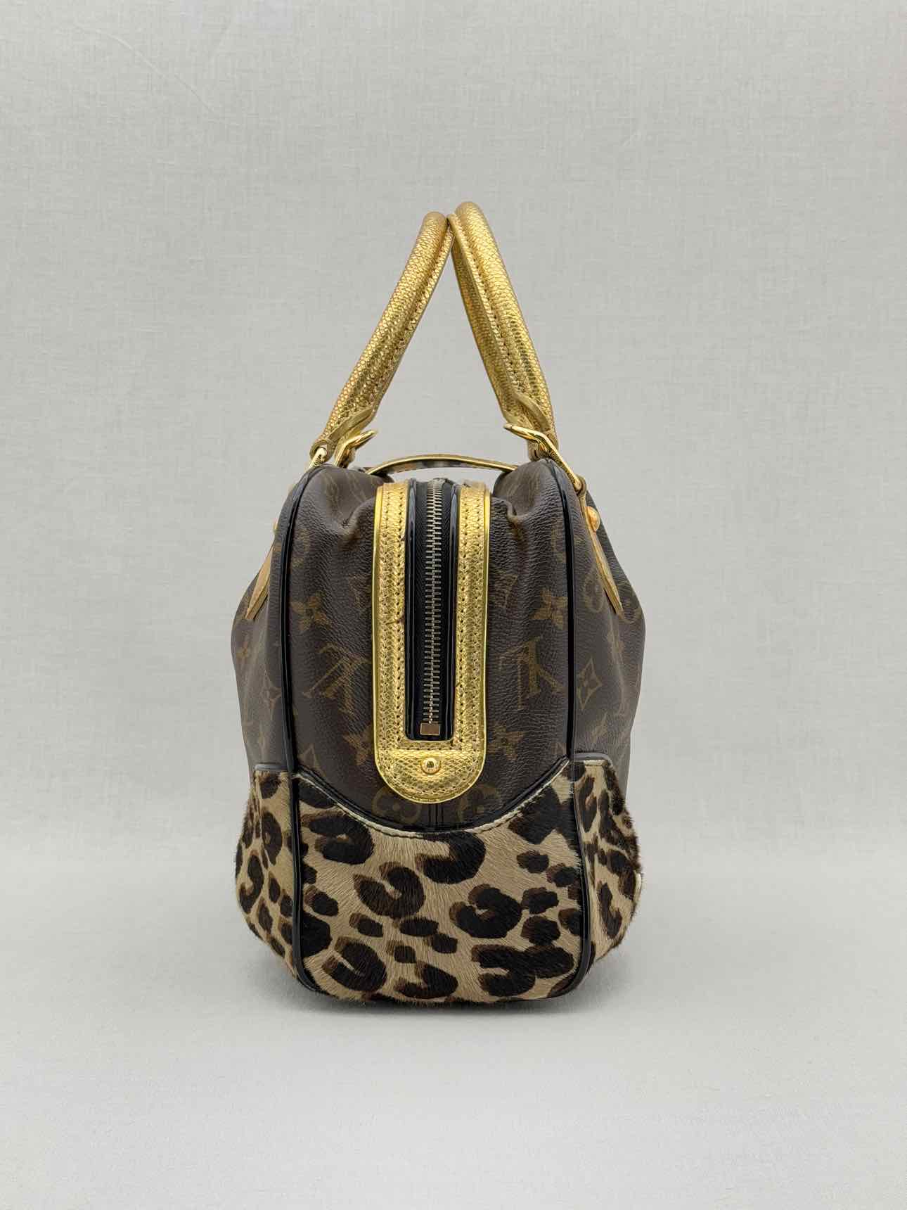 LOUIS VUITTON Adele Brown & Beige Leopard Top Handle