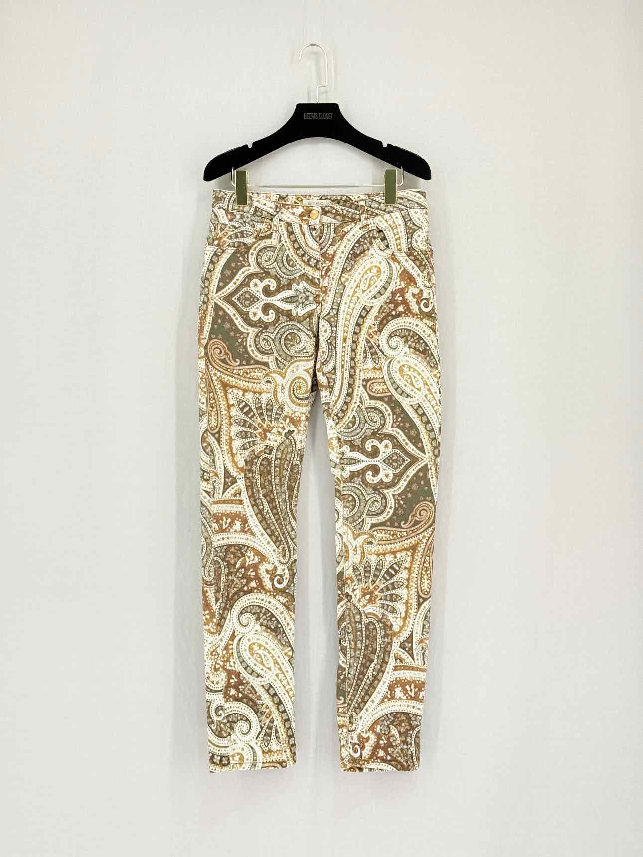 ETRO Beige Multicolor Paisley Print Size 27 Jeans