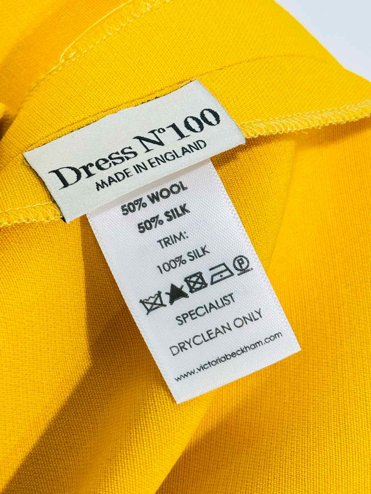VICTORIA BECKHAM Yellow Size US 8 Knee Length Dress