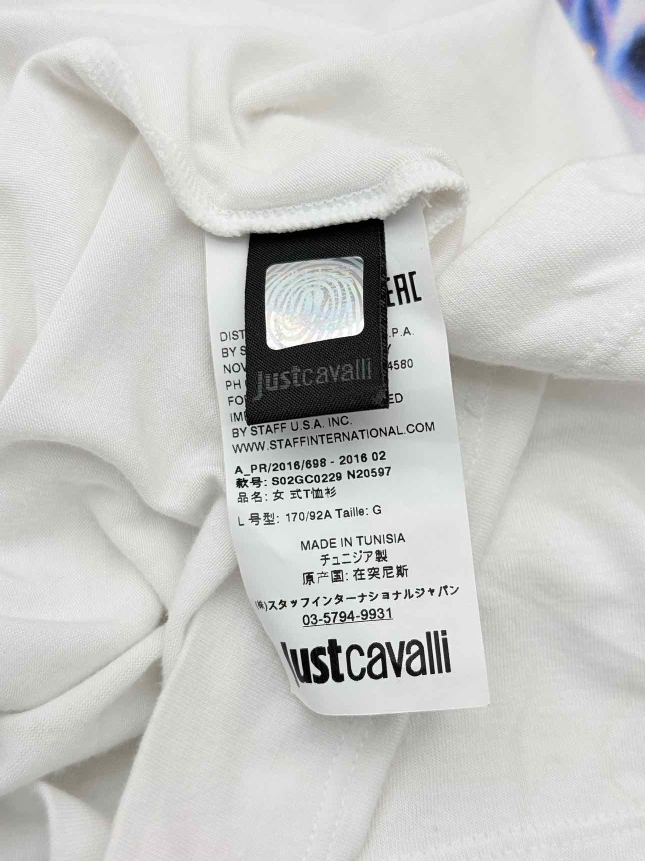 JUST CAVALLI White Multicolor Size Large T-shirt