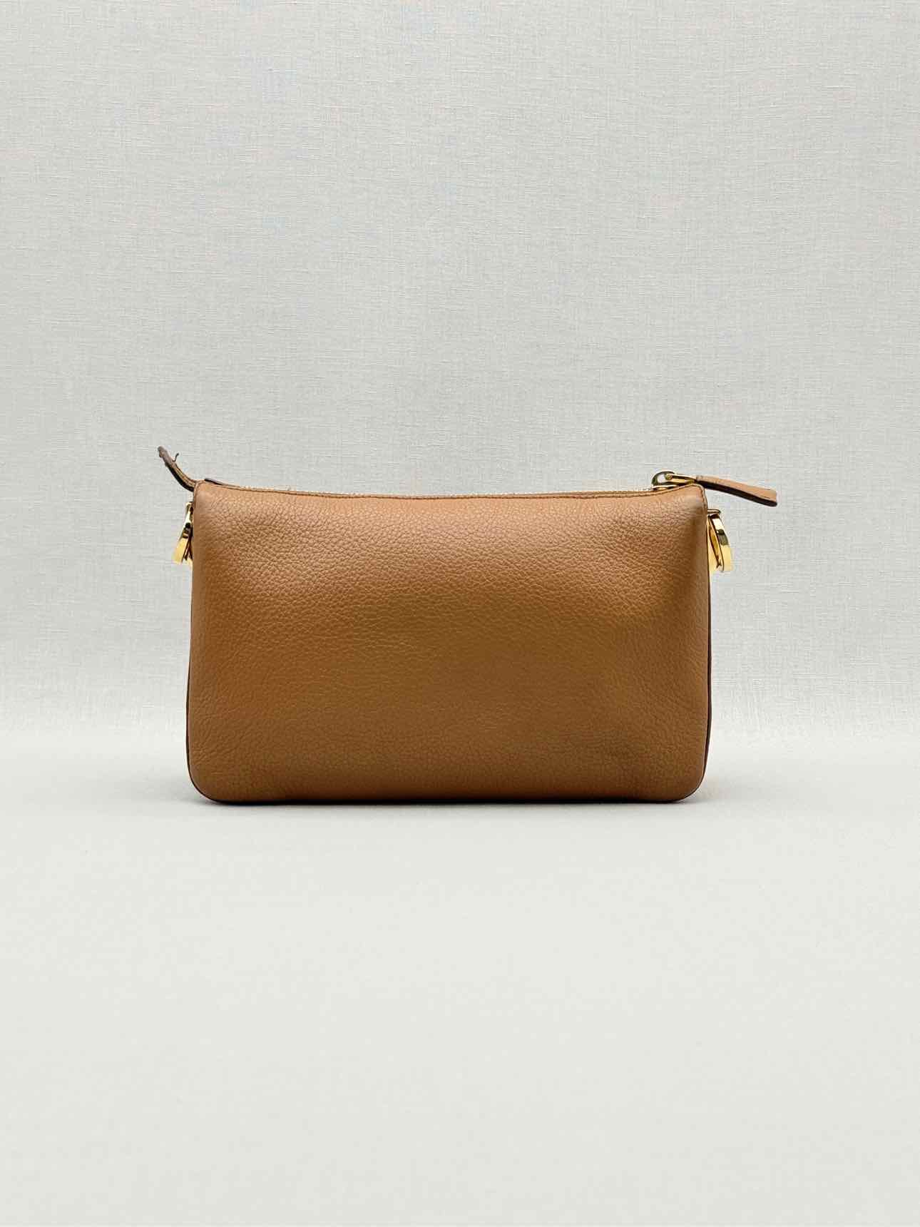 PRADA Logo-Strap Brown Shoulder Bag