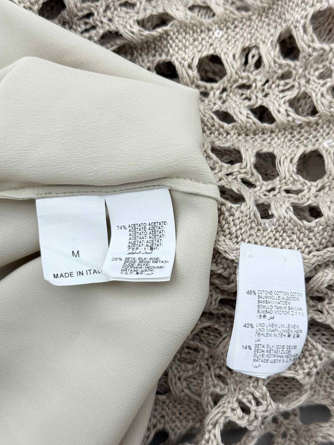 BRUNELLO CUCINELLI Beige Eyelet Size Medium Midi Dress