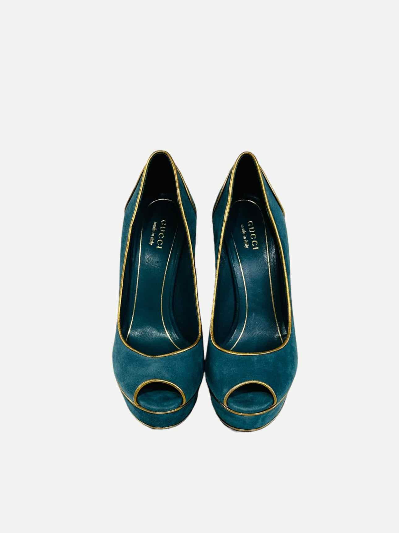 GUCCI Open Toe Teal Blue Size EU 38.5 Pumps
