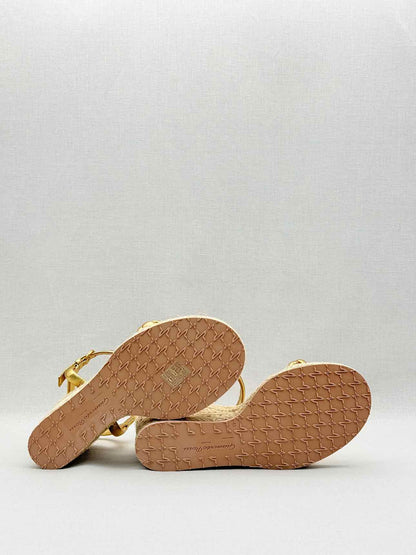 GIANVITO ROSSI Metallic Gold Braided Size EU 41 Wedges