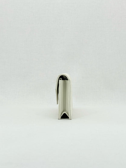 SAINT LAURENT Cassandre White Chevron Shoulder Bag