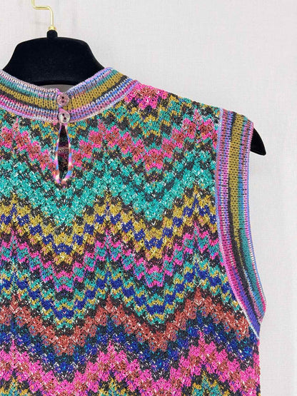MISSONI Purple Multicolor Wave Size US 6 Top
