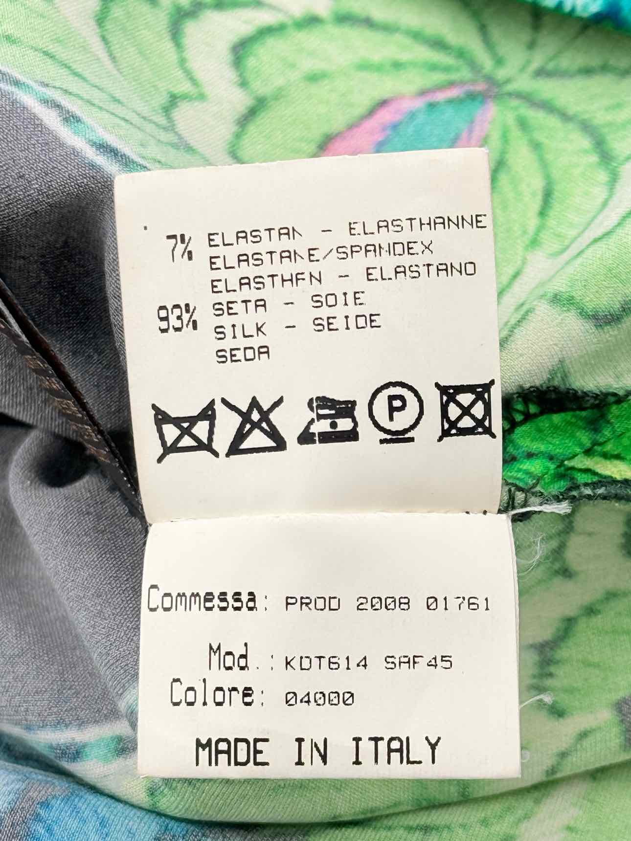 ROBERTO CAVALLI Green Multicolor Printed Size US 8 Top