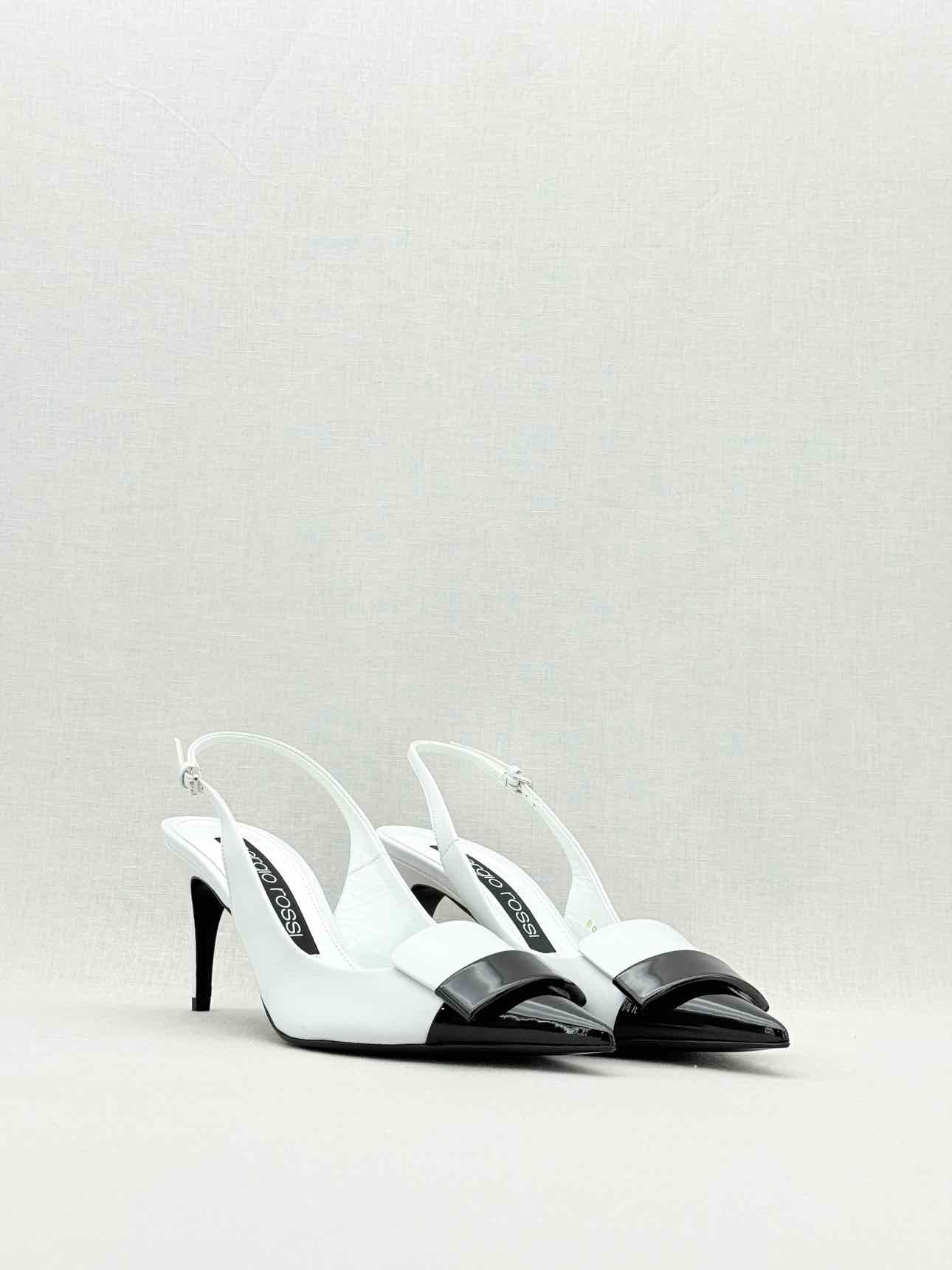 SERGIO ROSSI White & Black Size EU 39 Slingbacks