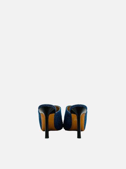 LOEWE Ripped Denim Blue & White Size EU 38 Mules