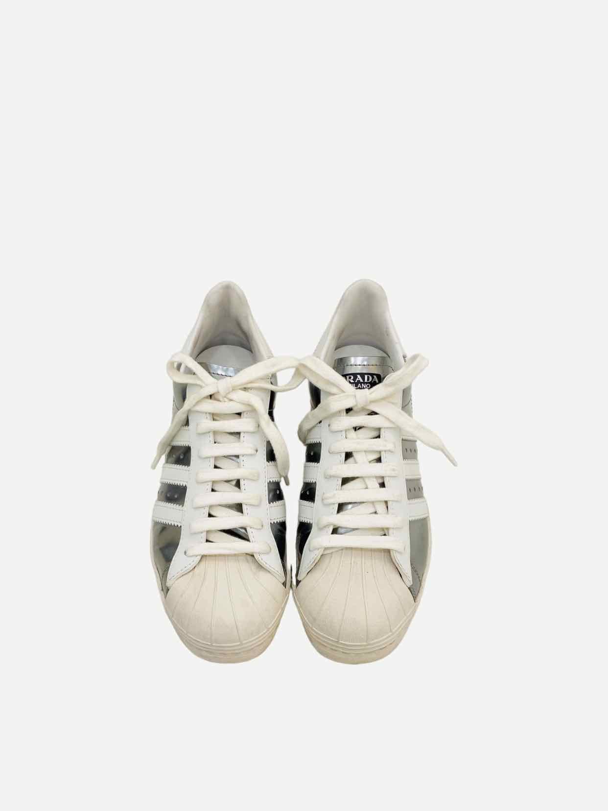 ADIDAS Superstar Silver & White Sneakers 38.5