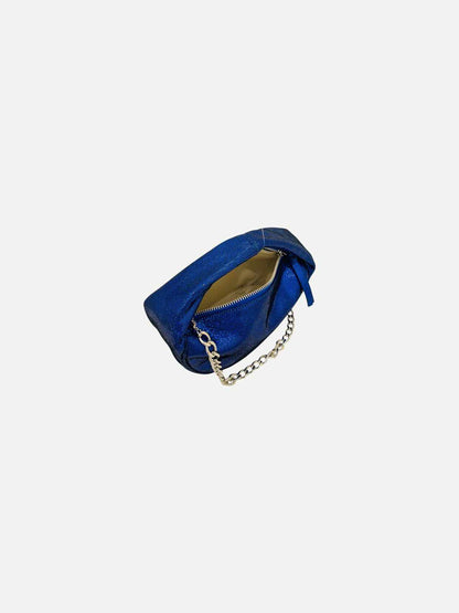 BY FAR Baby Cush Royal Blue Foil Print Shoulder Bag