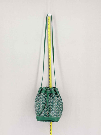 GOYARD Petit Flot Green Goyardine Chevron Bucket Bag