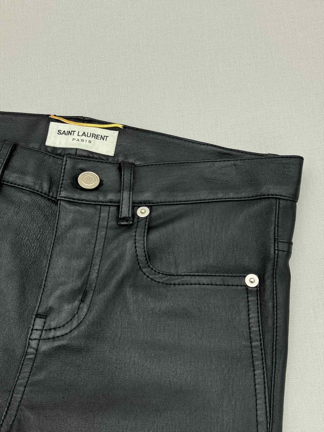 SAINT LAURENT Leather Black Size US 2 Pants