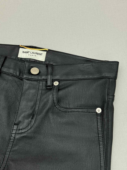 SAINT LAURENT Leather Black Size US 2 Pants