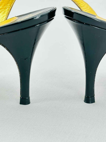 GINA Black & Gold Size EU 38.5 Heeled Sandals