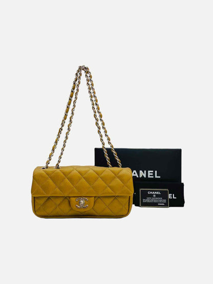 CHANEL East West Flap Bronze Quilted Shoulder Bag