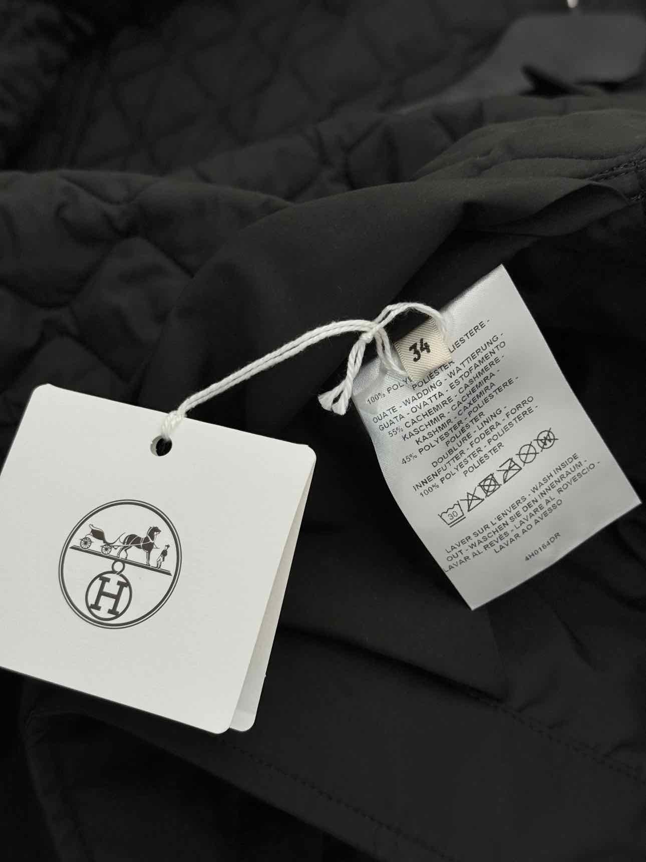 HERMES Black Quilted Size US 2 Coat