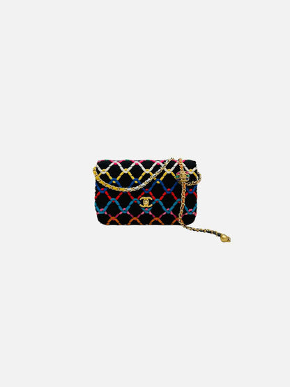 CHANEL Tweed Pearl Crush Black Multicolor Crossbody