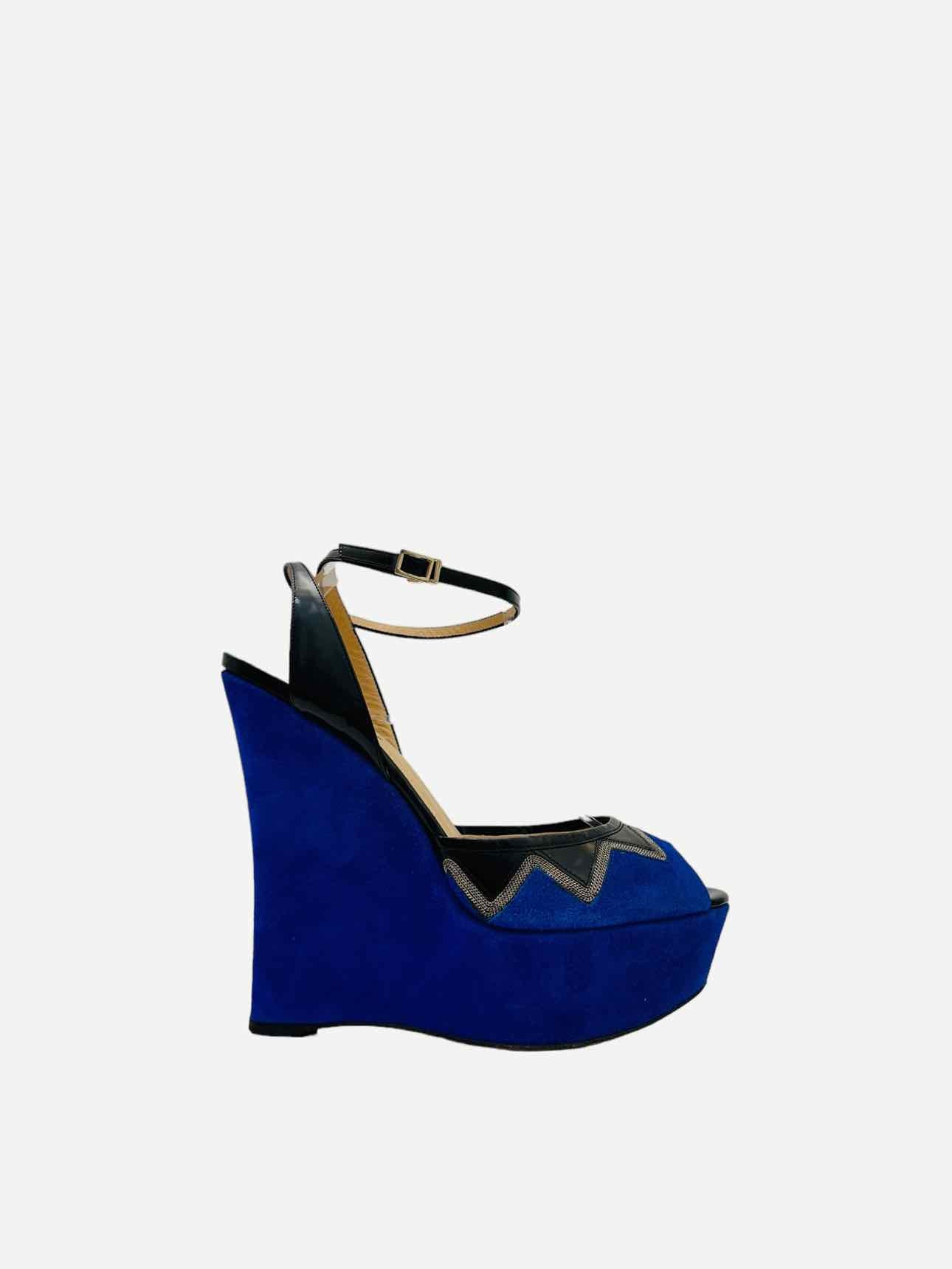 AQUAZZURA Blue w/ Black Wedges 37.5