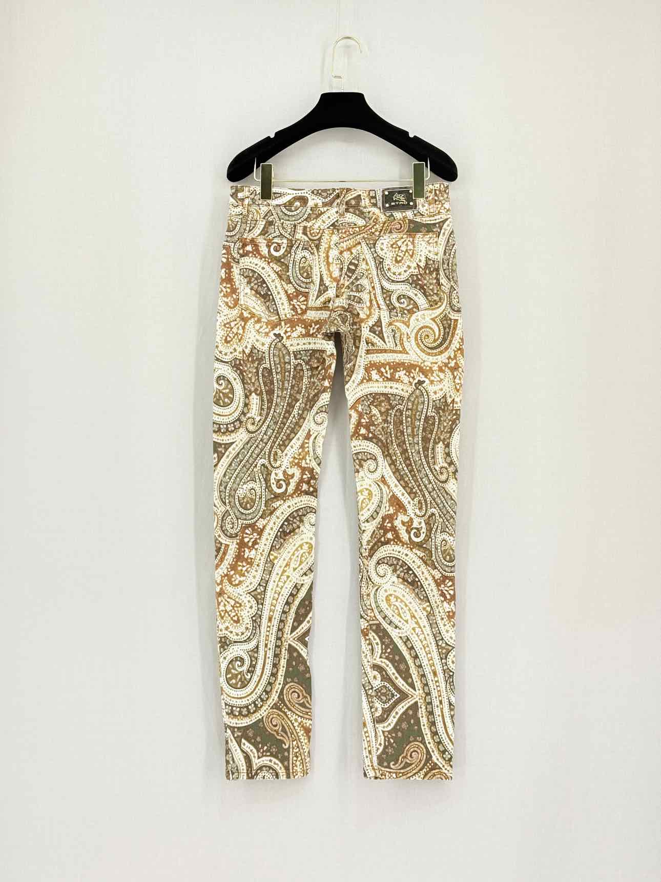 ETRO Beige Multicolor Paisley Print Size 27 Jeans