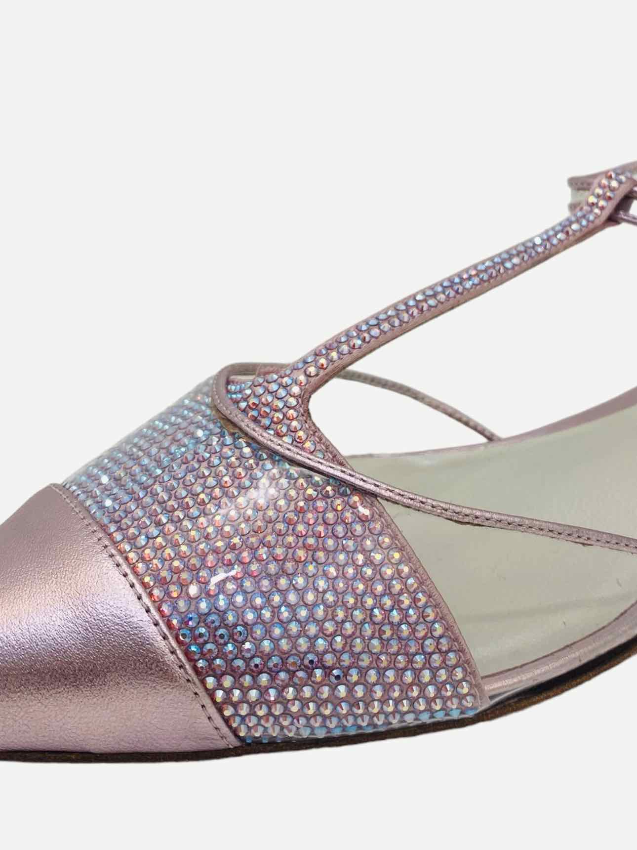 RENE CAOVILLA T-bar Metallic Pink Flats 36