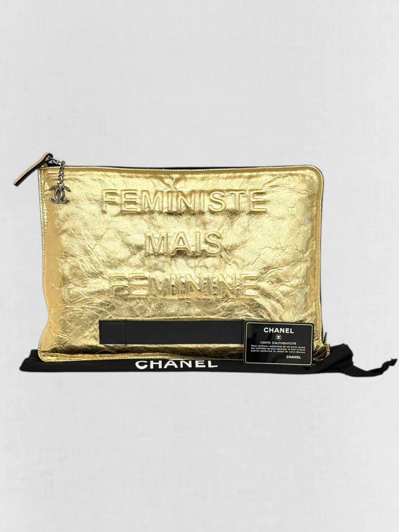 CHANEL Feministe Mais Feminine Gold Clutch