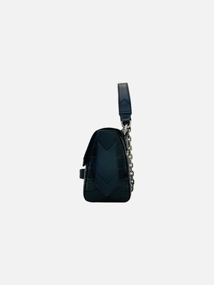 GIVENCHY ID Flap Black Croc Embossed Shoulder Bag