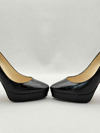 JIMMY CHOO Black Croc Embossed Size EU 39 Pumps