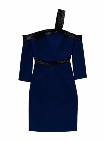 SAFIYAA Off Shoulder Navy Blue w/ Black Mini Dress