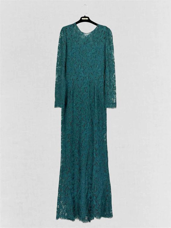 DOLCE & GABBANA Green Lace Size US 8 Long Dress