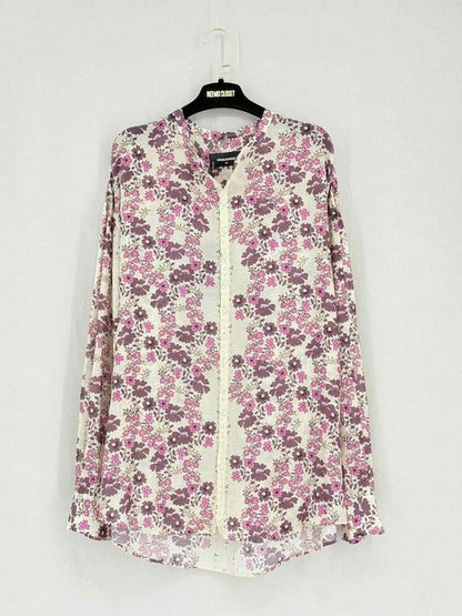 DSQUARED2 Cream & Purple Floral Print Size US 14 Blouse
