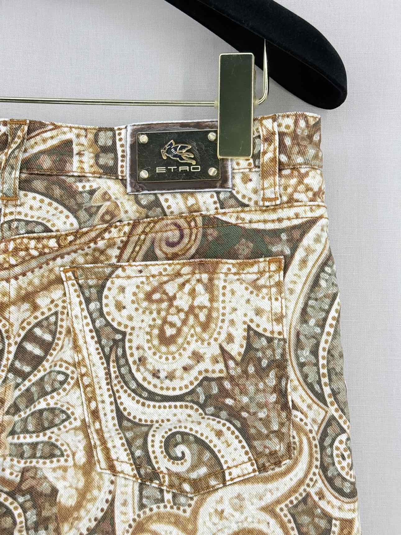 ETRO Beige Multicolor Paisley Print Size 27 Jeans